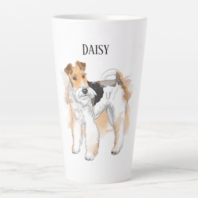 Personalized Wire Fox Terrier Photo Latte Mug (Front)