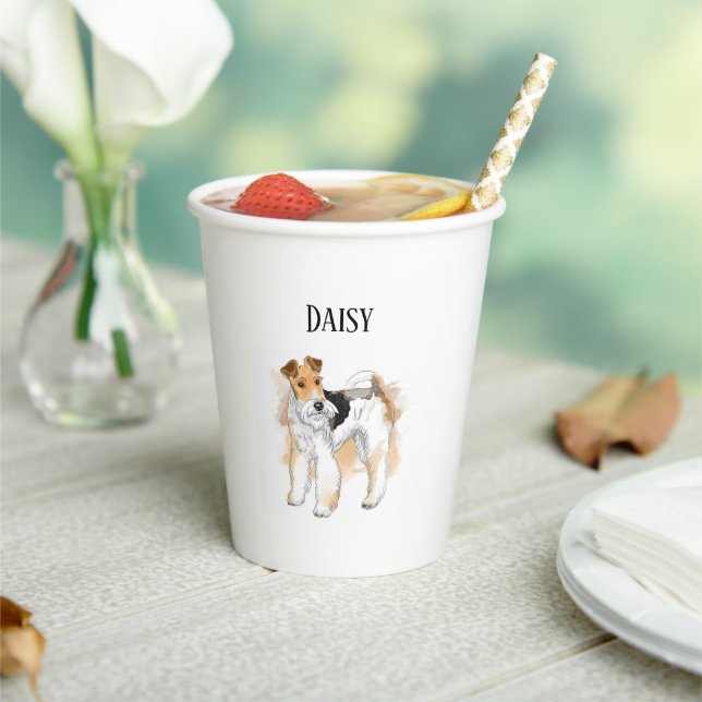 Personalized Wire Fox Terrier Photo Paper Cups (Insitu)