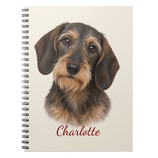 Personalized Wire-Haired Dachshund with Name Notebook (Front)