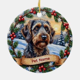 Personalized Wirehaired Pointing Griffon Christmas Ceramic Ornament