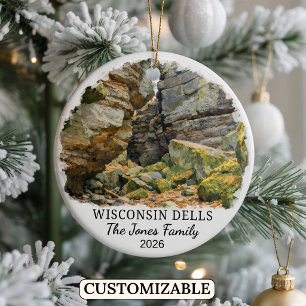 Personalized Wisconsin Dells Ornament, Wisconsin Ceramic Ornament