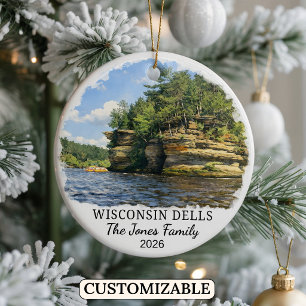 Personalized Wisconsin Dells Ornament, Wisconsin Ceramic Ornament