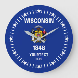 Personalized Wisconsin State Flag Design on a Large Clock