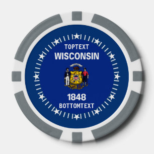 Personalized Wisconsin State Flag on a Poker Chips