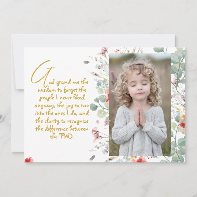 Personalized Wisdom Prayer with Photo, Name. .   Invitation (Front)