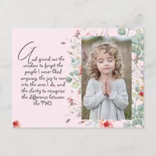 Personalized Wisdom Prayer with Photo, Name. .   Postcard
