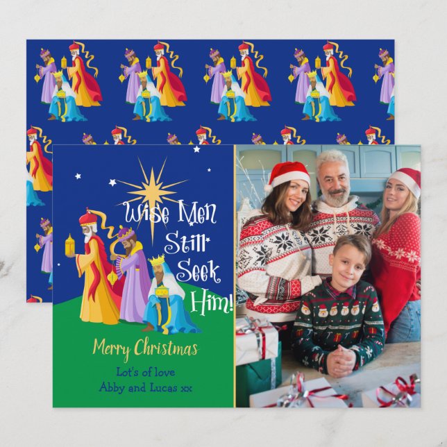 Personalized Wise Men Still Seek Him Christmas Holiday Card (Front/Back)