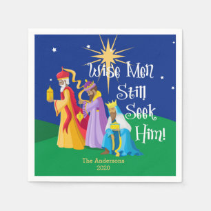 Personalized Wise Men Still Seek Him Christmas Napkin