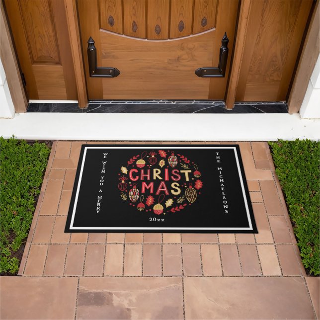 Personalized Wish You a Merry Christmas Doormat (Outdoor)