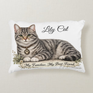 Personalized Witch Familiar Tabby Cat Best Friend Accent Pillow
