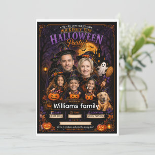 Personalized Witch Hat Halloween Family   Custom F Invitation
