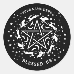 Personalized Witchcraft Hare Pentagram Gothic Classic Round Sticker