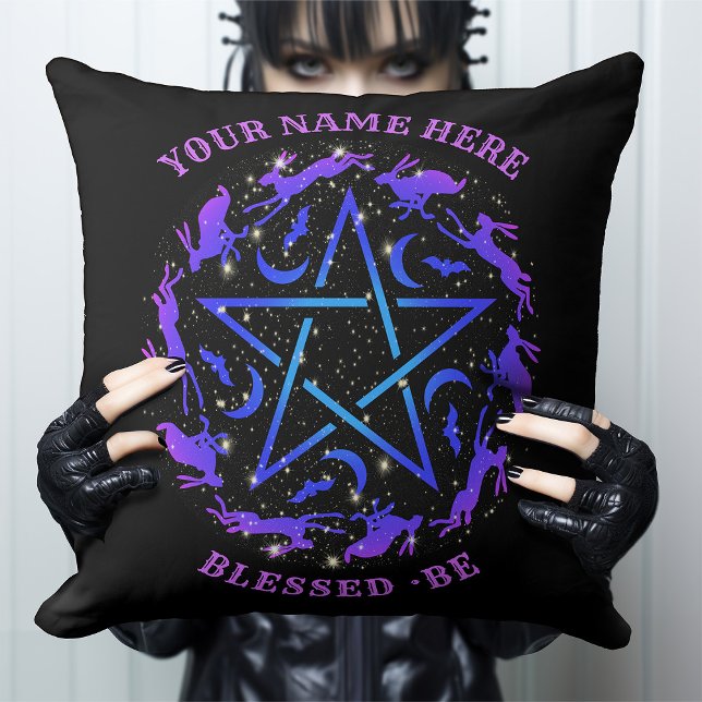 Personalized Witchcraft Hare Pentagram Gothic Throw Pillow (Creator Uploaded)
