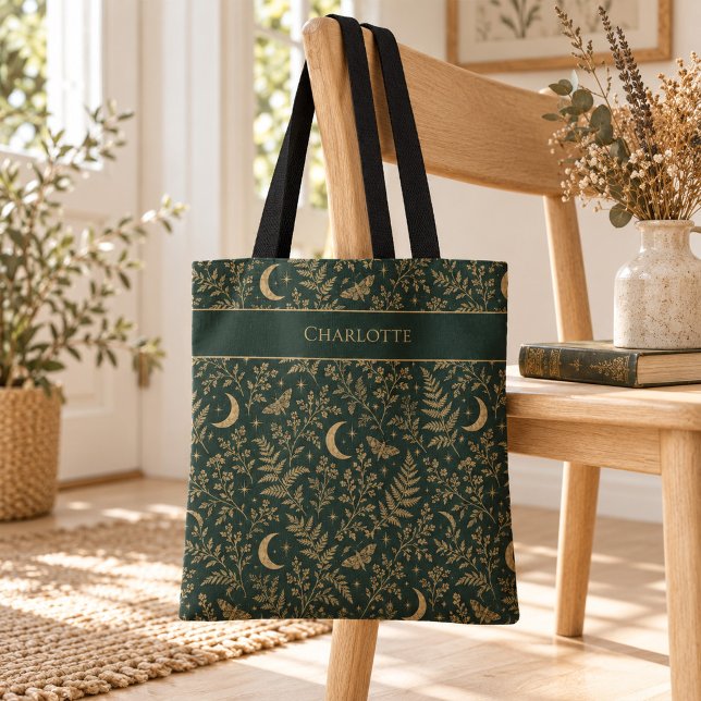 Personalized Witchy Botanical Pattern Tote Bag (Personalized Witchy Botanical Pattern Tote Bag)