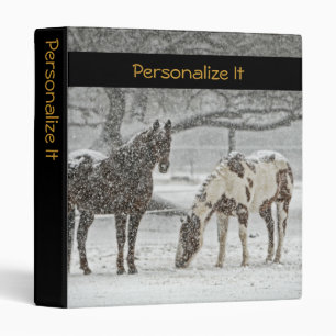Personalized with 2 Horses in Winter Scene Binder