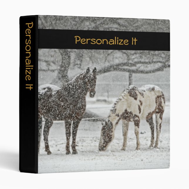 Personalized with 2 Horses in Winter Scene Binder (Front/Spine)