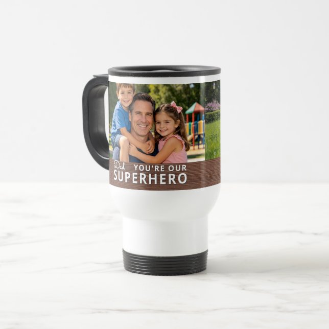 Personalized with 2 Photos and Text Travel Mug (Front Left)