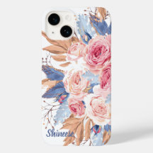 personalized with blush and blue flower Case-Mat