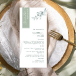 Personalized with Guest Name, Pale Green Wedding Menu<br><div class="desc">Why spend in-place cards and menu cards when you can have an elegant All-in-one elegant Menu personalized with each guest's name? Contemporary, simple, and elegant design with beautiful modern handwritten calligraphy. The stripe on the top left corner is in a pale green tone with guest's name in white. NOTE: no...</div>