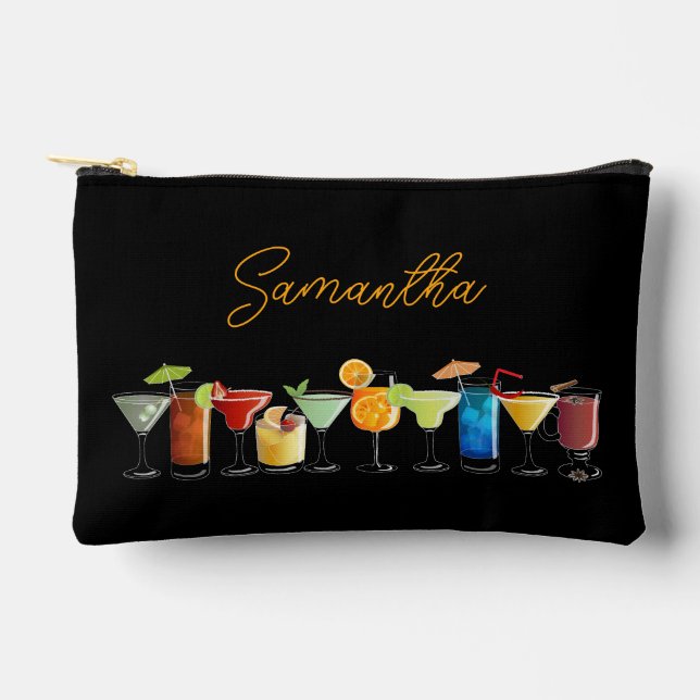 Personalized with Hand-Drawn Colourful Cocktails Accessory Pouch (Front)