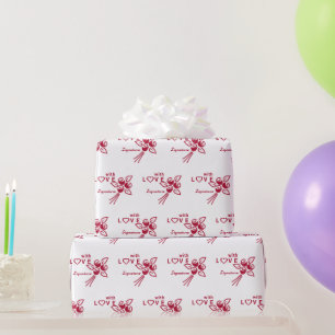 Personalized "With L❤️VE" Red Roses Wrapping Paper