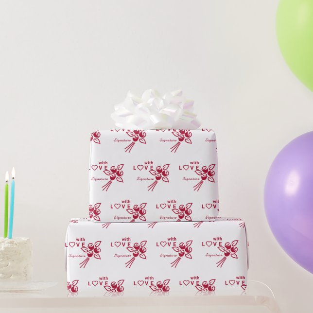 Personalized "With L❤️VE" Red Roses  Wrapping Paper (Party Gifts)