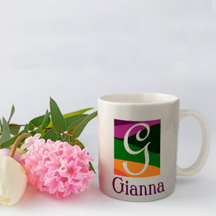 Personalized with Monogram on Geometric Background Coffee Mug