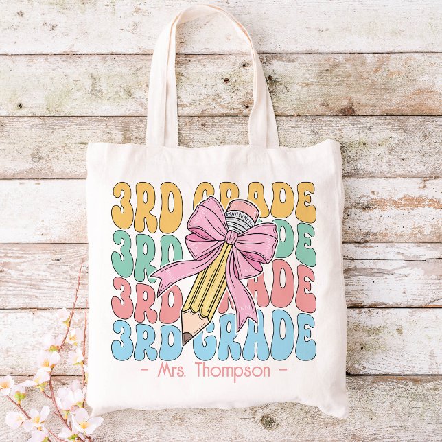 Personalized With Name 3rd Grade Teacher Custom Tote Bag (Creator Uploaded)
