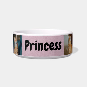 Personalized with Name and Photos   Pink Cat  Bowl