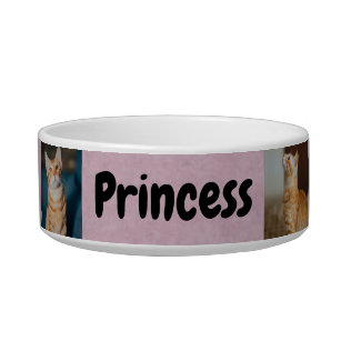 Personalized with Name and Photos   Pink Cat  Bowl