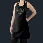 Personalized With Name Black Gold Modern Monogram Apron<br><div class="desc">Introducing our Professional Black Gold Modern Custom Minimalist Apron β a stylish and thoughtful gift for the exceptional women in your life. This personalized apron, adorned with elegant script typography and a modern minimalist script monogram, strikes the perfect balance between sophistication and functionality. Designed for the culinary enthusiast, this apron...</div>