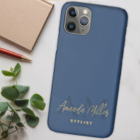 Personalized With Name Blue Gold Modern Monogram