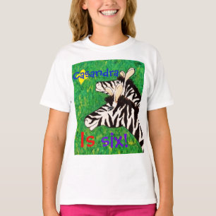 Personalized with name/"is 6" birthday w/Zebra T-Shirt