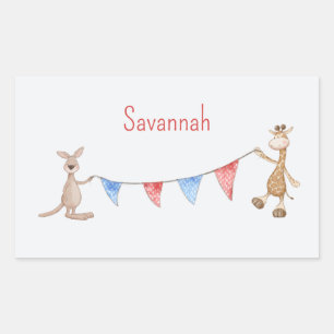 Personalized with Name Kangaroo and Giraffe Sticker