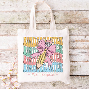 Personalized With Name Kindergarten Teacher Custom Tote Bag