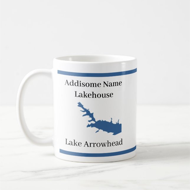 Personalized with name Lake Arrowhead Map Coffee Mug (Left)