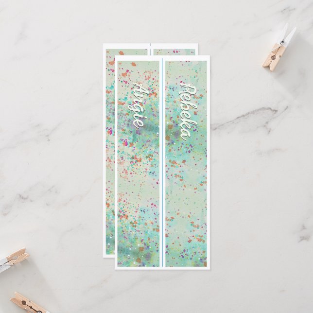 Personalized With Name Paint Splash Two Bookmarks (Front/Back In Situ)