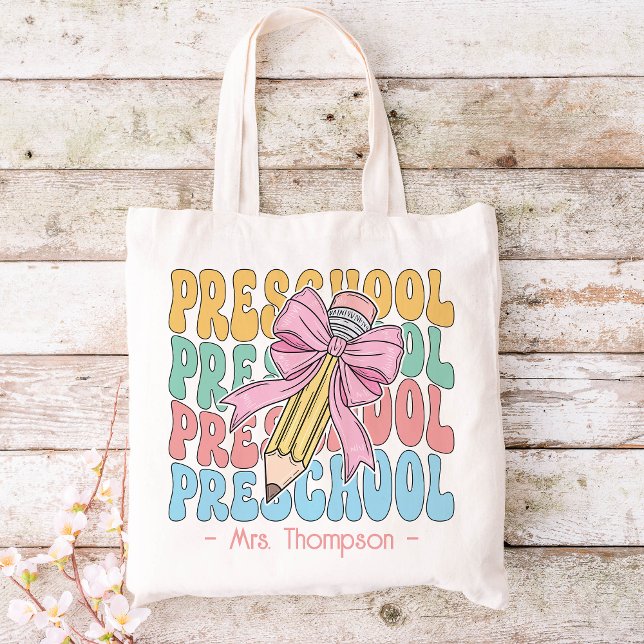 Personalized With Name Preschool Teacher Custom Tote Bag (Creator Uploaded)