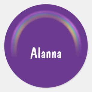 Personalized with Name Purple Rainbows Classic Round Sticker
