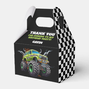 Personalized With Name Retro Monster Truck Favor Box