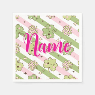 Personalized with name shamrock pattern napkin