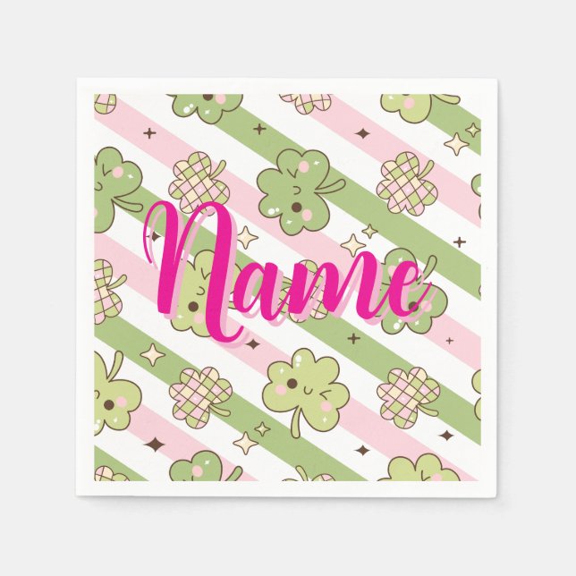 Personalized with name shamrock pattern napkin (Front)