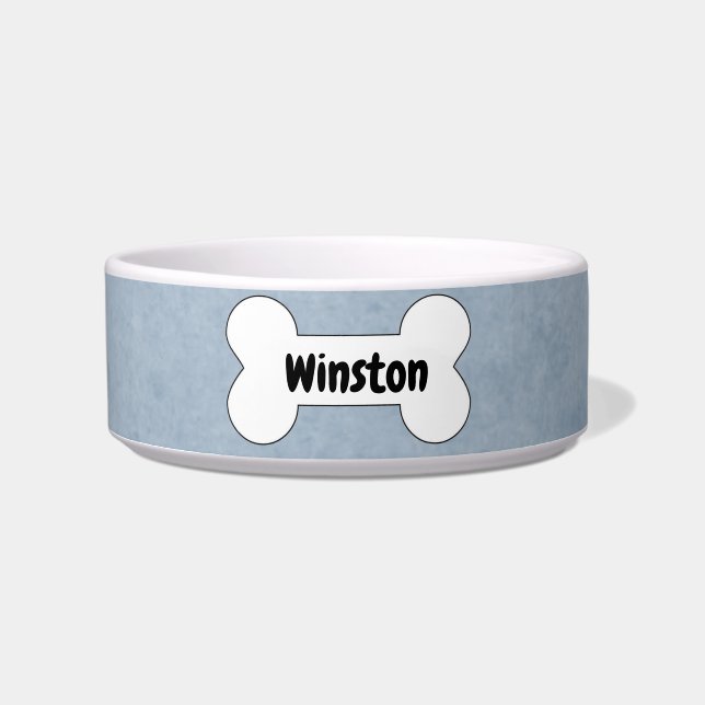 Personalized with Name | Simple Blue Dog  Bowl (Front)