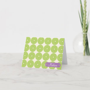 Personalized with Name Spring Green Circles Note Card