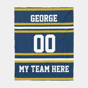 Personalized with name,#, team, sports fan Team Fleece Blanket