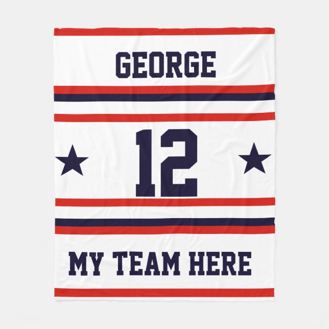 Personalized with name,#, team, sports fan Team Fleece Blanket (Front)