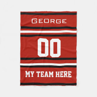 Personalized with name,#, team, sports fan Team Fleece Blanket