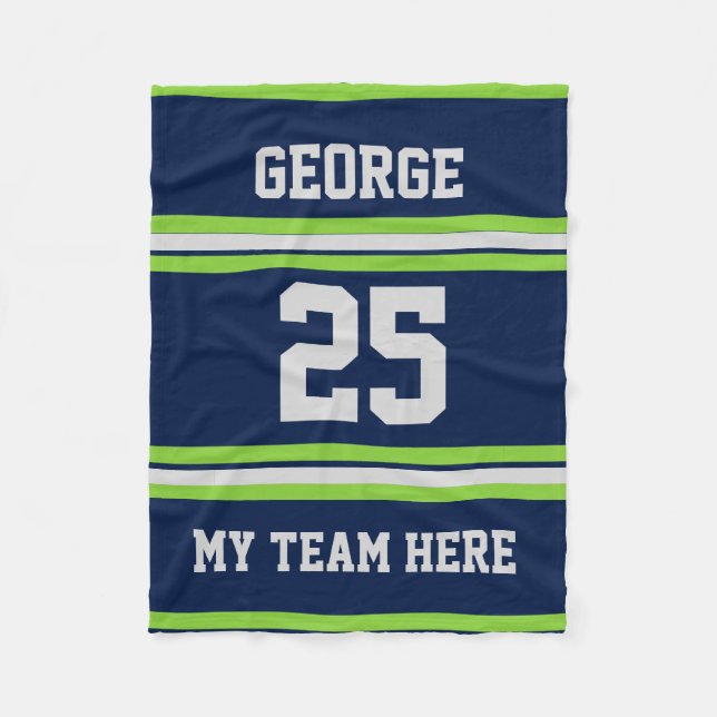 Personalized with name,#, team, sports fan Team Fleece Blanket (Front)