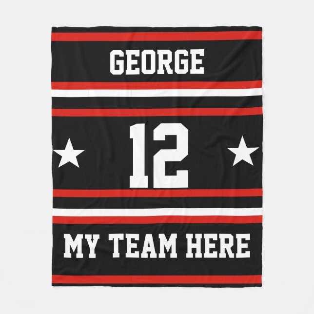 Personalized with name,#, team, sports fan Team Fleece Blanket (Front)