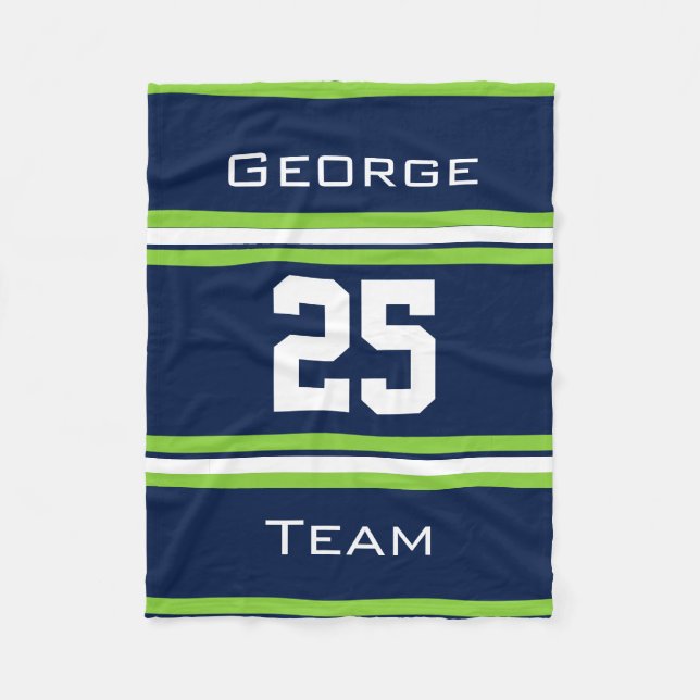 Personalized with name,#, team, sports fan Team Fleece Blanket (Front)